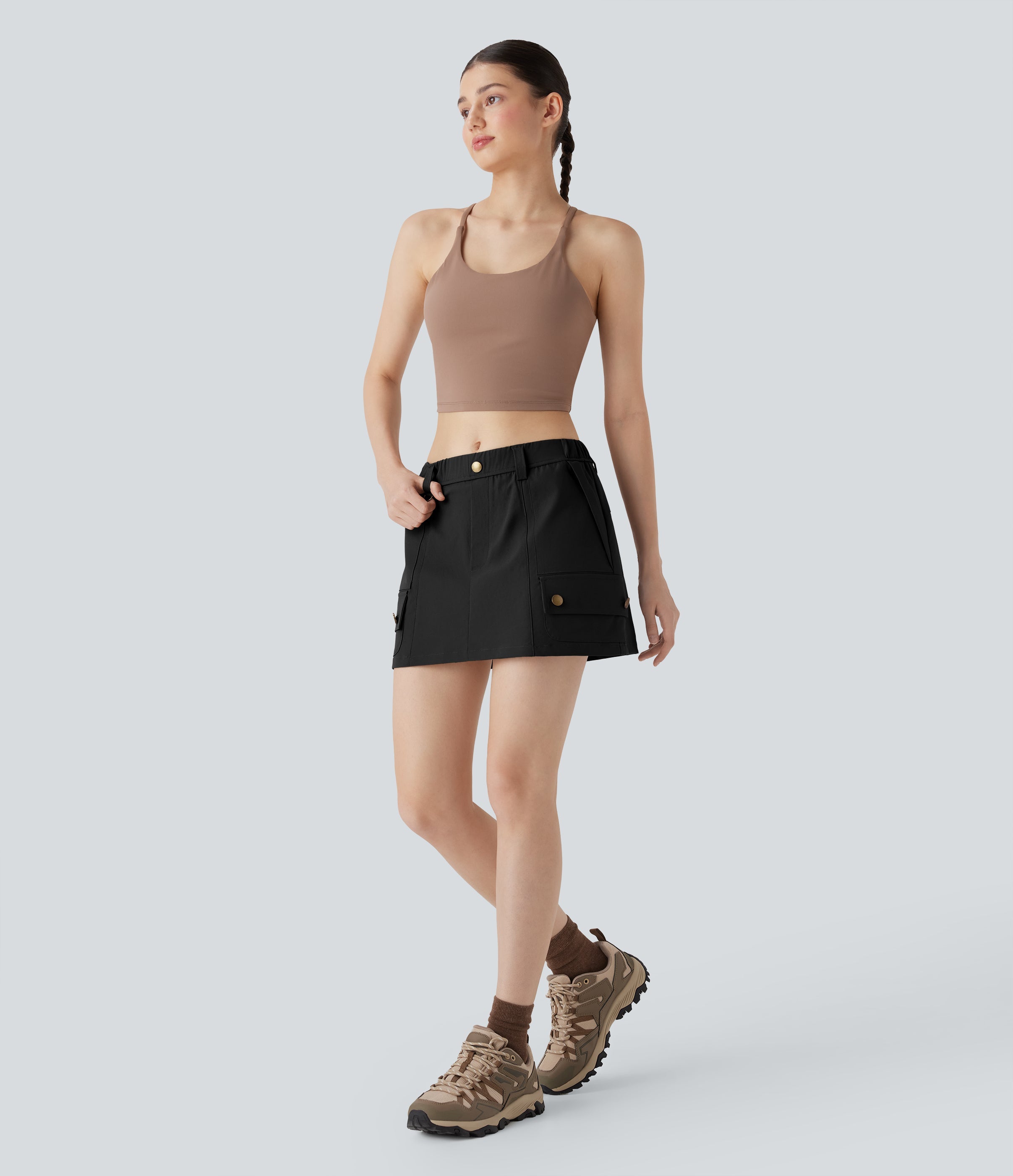 Water Repellent Mid Rise 2-in-1 Mini Hiking Skirt with Pockets