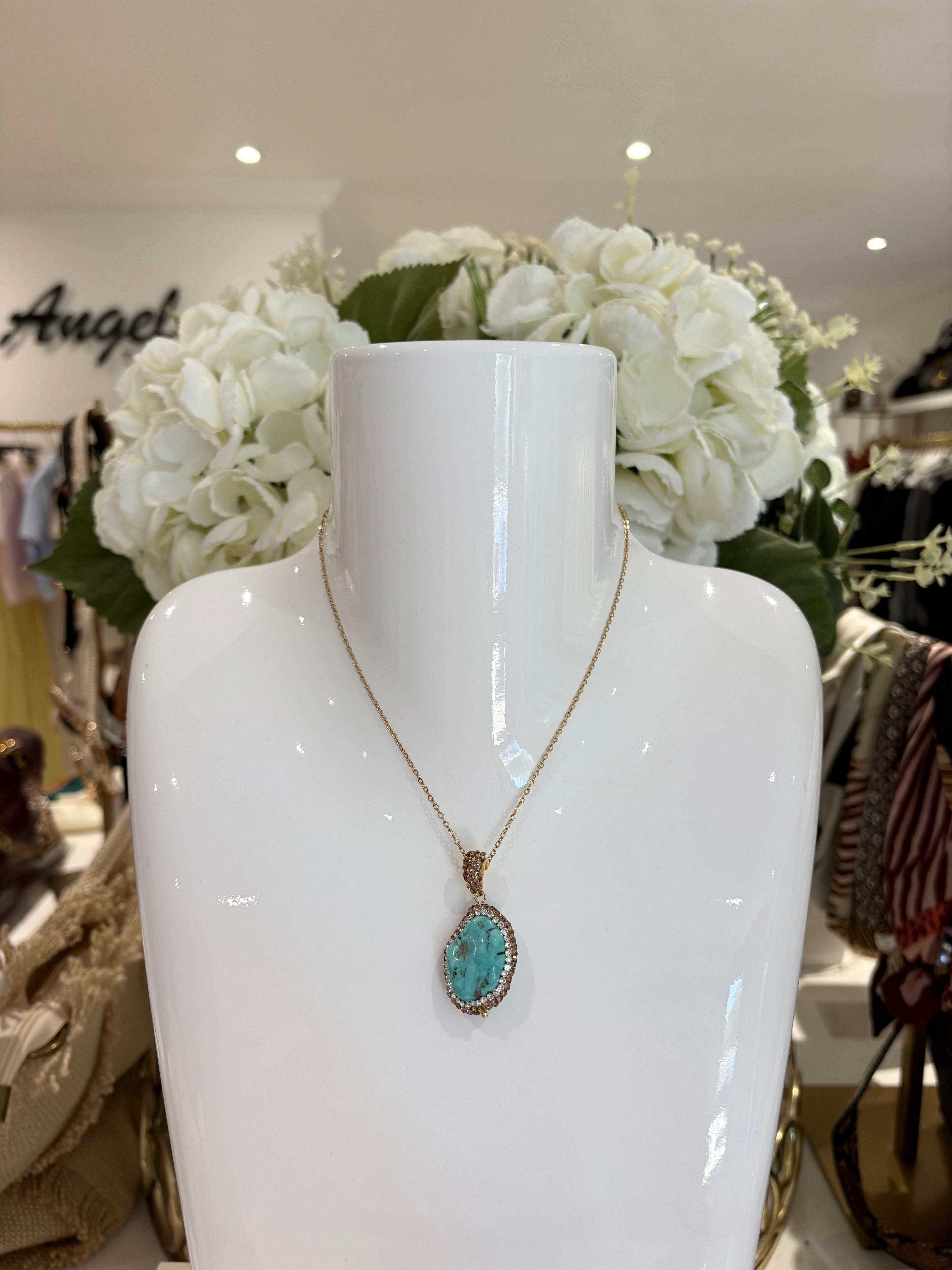 Crystal Pendant Necklace (6 Colours)
