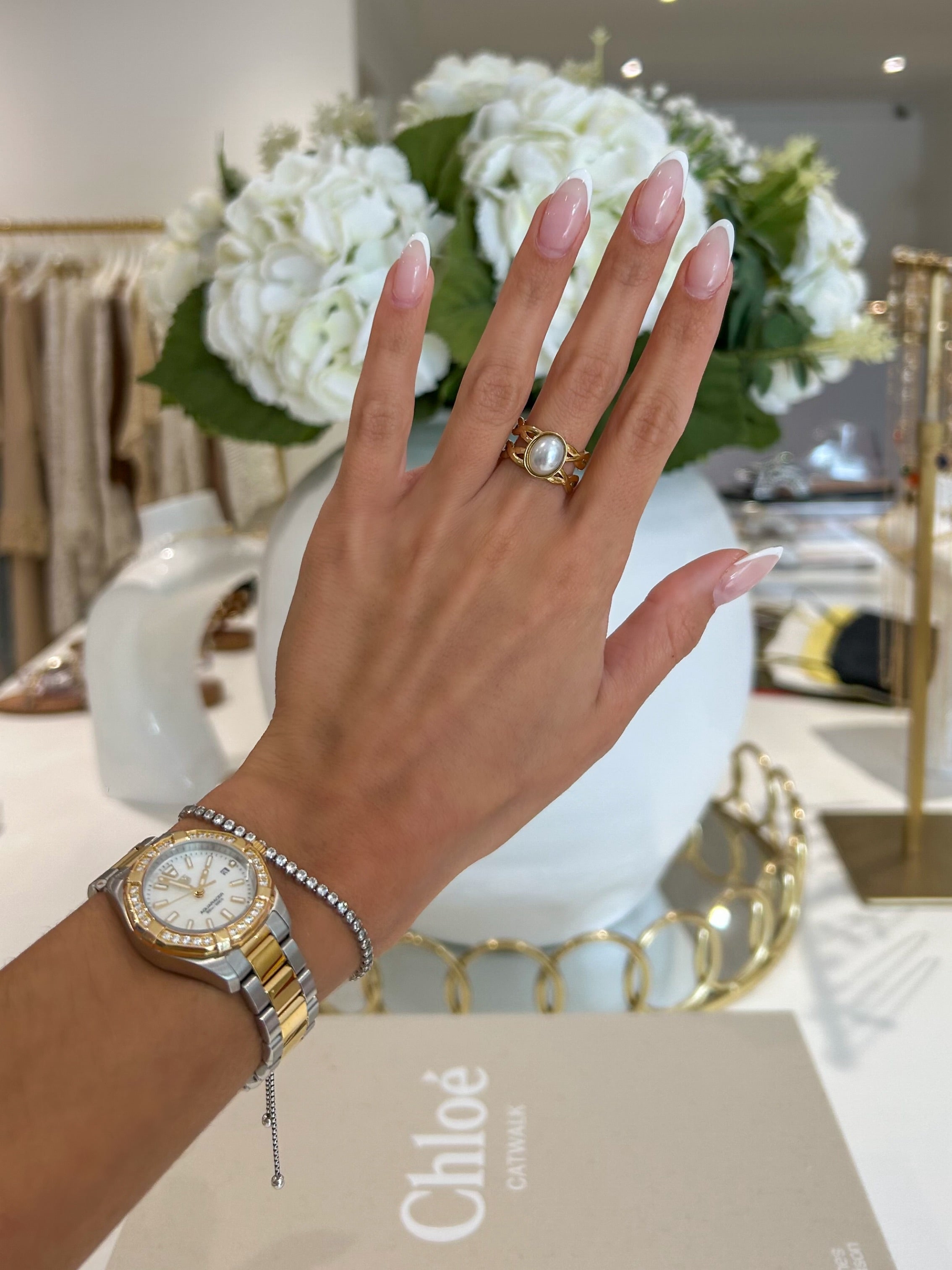 Gold Pearl Ring (19 Styles)