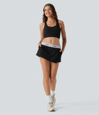 Water Repellent Mid Rise Foldover Twill Mini Tennis Skort with Pockets