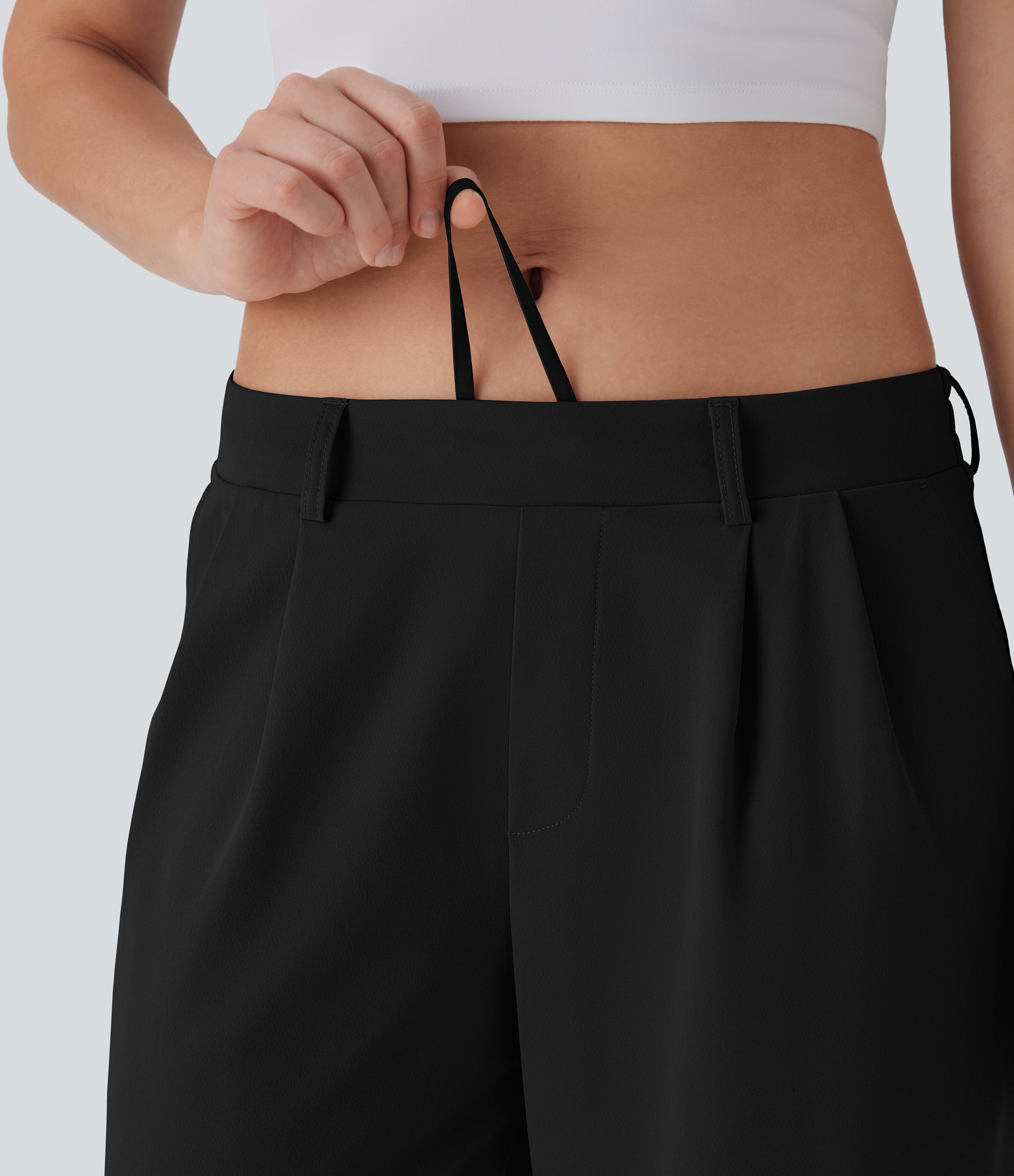 Quick Dry Low Rise Inside Drawstring Straight Leg Casual Pants with Pockets-UPF 40+