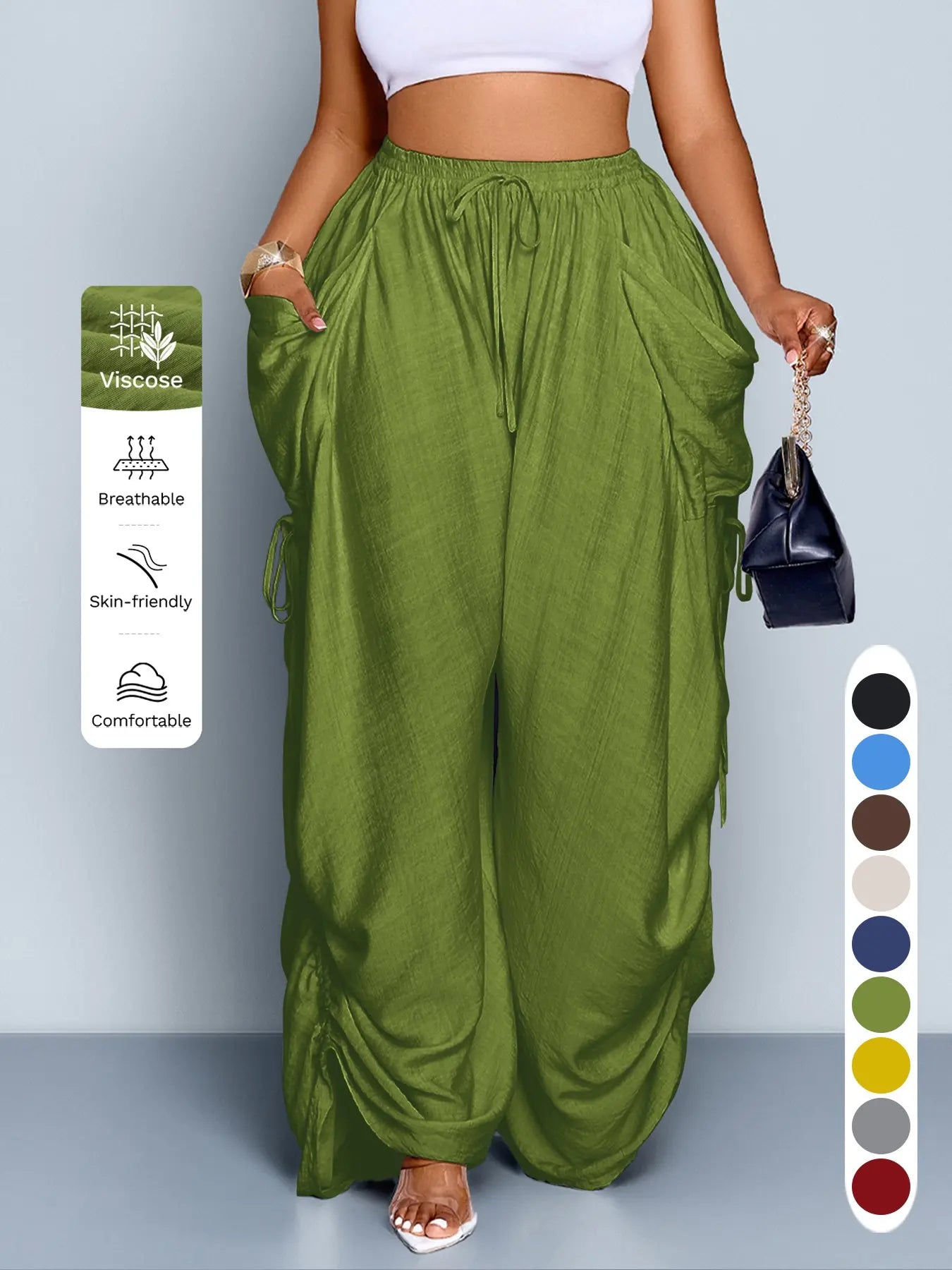 Women's Casual Loose-Fit Wide Leg Pants - All-Season Comfort