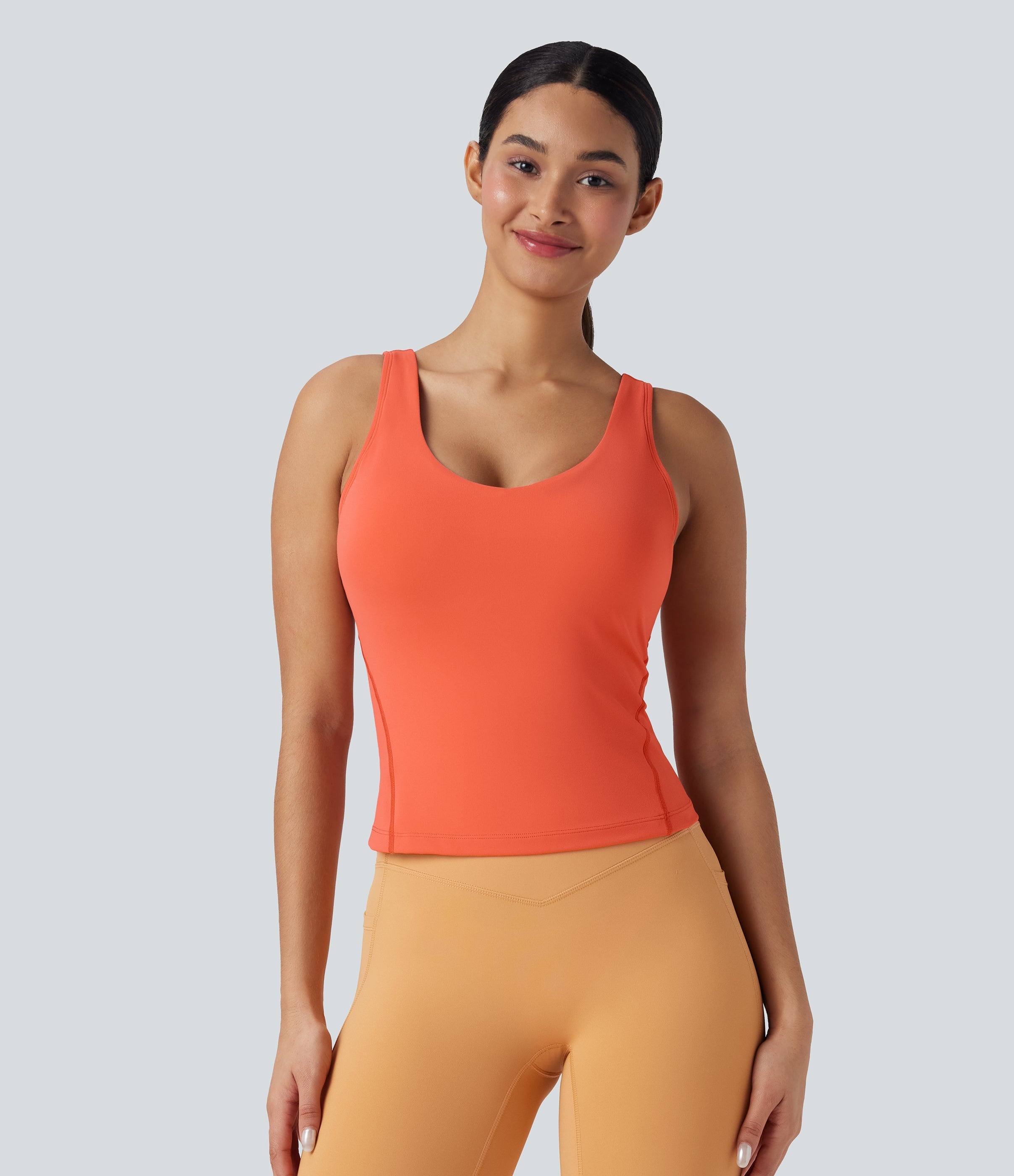 SoftlyZeroTM Plush Padded V Neck Running Tank Top-D/DD/DDD/F Cups