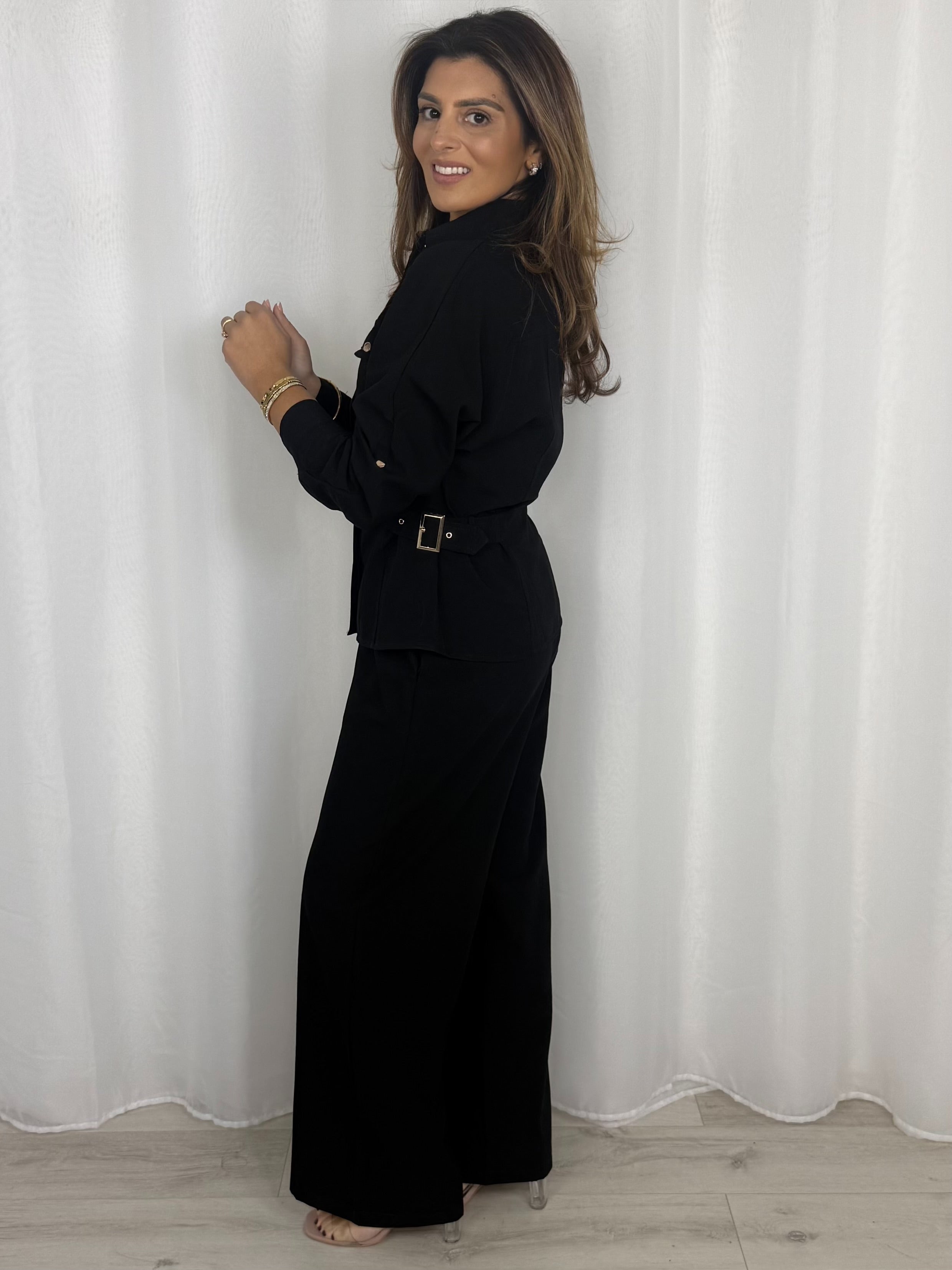 Military Gold Buckle Waist Button Up Trouser Co-Ord (3 Colours)