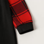 "We are Family 2025 Christmas Make Memories Together" Slogan Print Black & Red Plaid Family Matching Black Pajamas