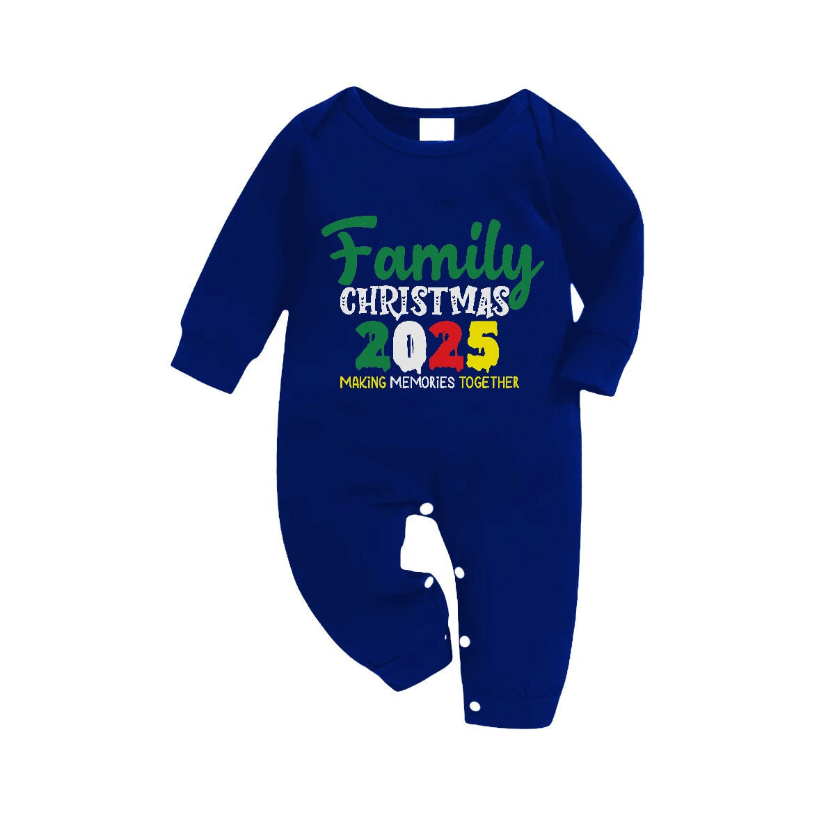 Christmas Family Matching Pajamas-Navy & White Plaid Pjs Set with "Family Christmas 2025" Slogan Print
