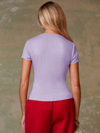 Women's Casual Red Single-Breasted Short Sleeve Fitted Top,Red Top,Christmas, Cute Vacation,Resort Wear,Summer Holiday,Spring,Spring Break,Beach