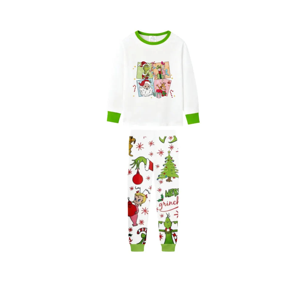 Holiday Family Christmas Pajamas Set With Cute Xmas Character Pattern Print