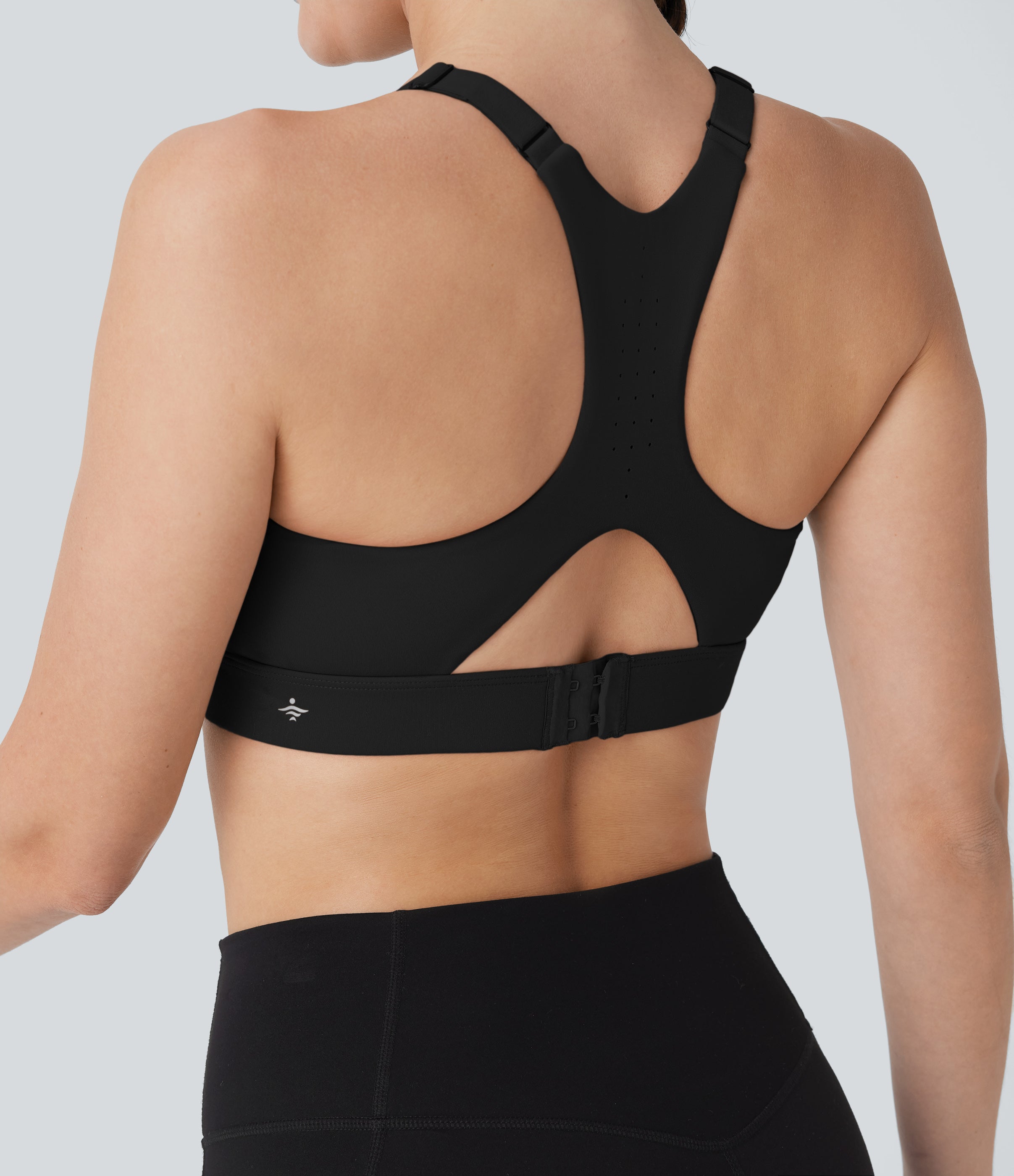 SpeedWaveTM Medium Support Molded Cups Perforated Adjustable Hook Quick Dry Training Sports Bra-D/DD/DDD/F Cups