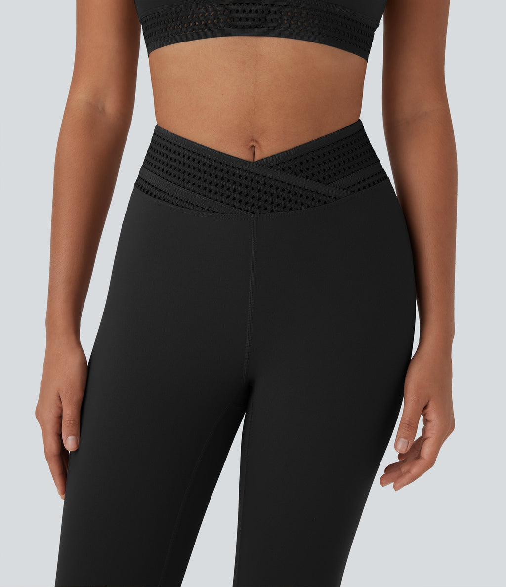High Waisted Crossover Cut Out Yoga Leggings