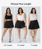 SoftlyZeroTM Airy Super High Waisted 2-in-1 Cool Touch Yoga Plus Size Shorts 7" with Pockets