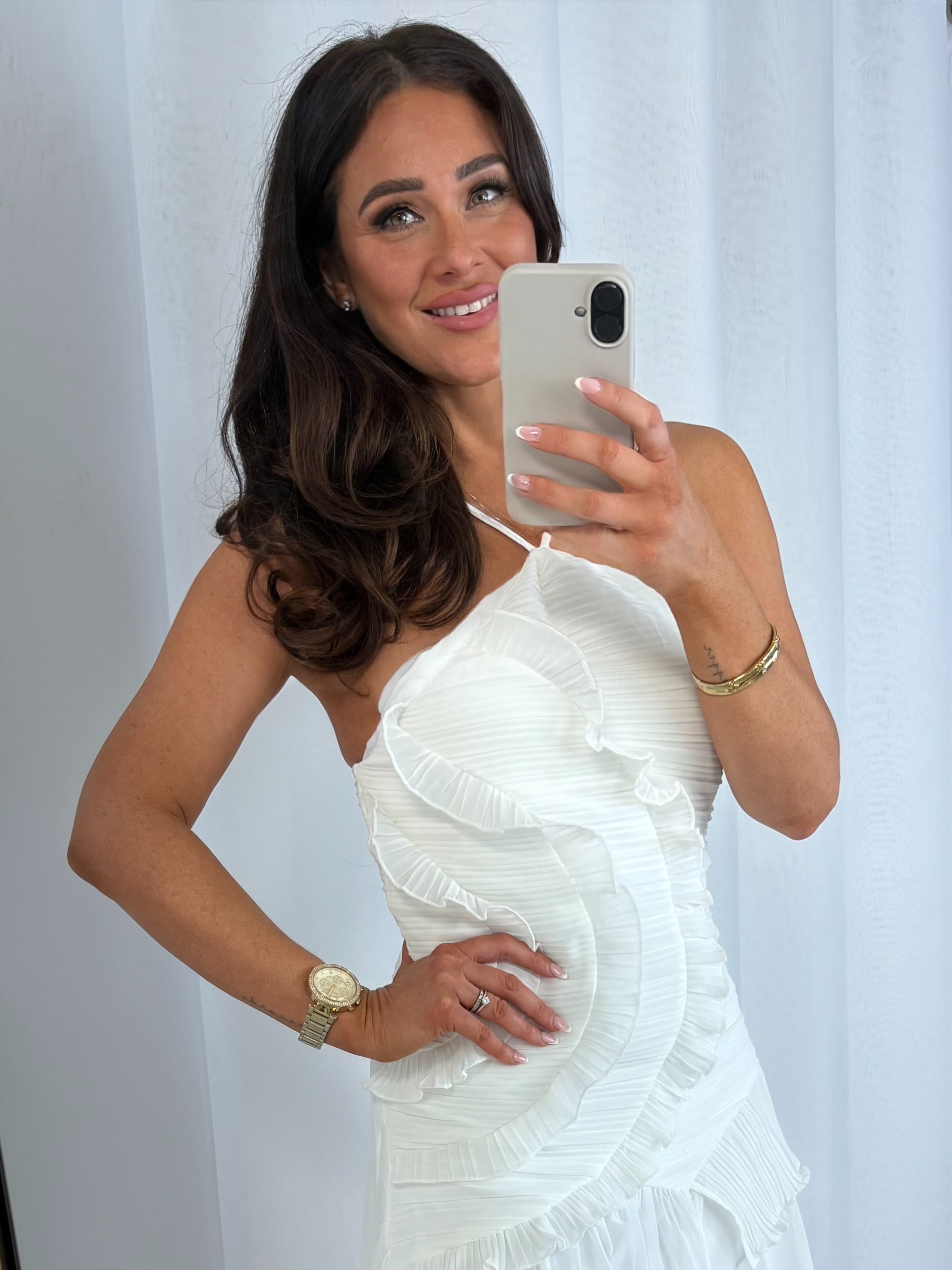 Pleated/Ruffle Detail Mini Dress (3 Colours)
