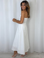 Ruched Tie Neck Smocked Back Midi Dress (2 Colours)