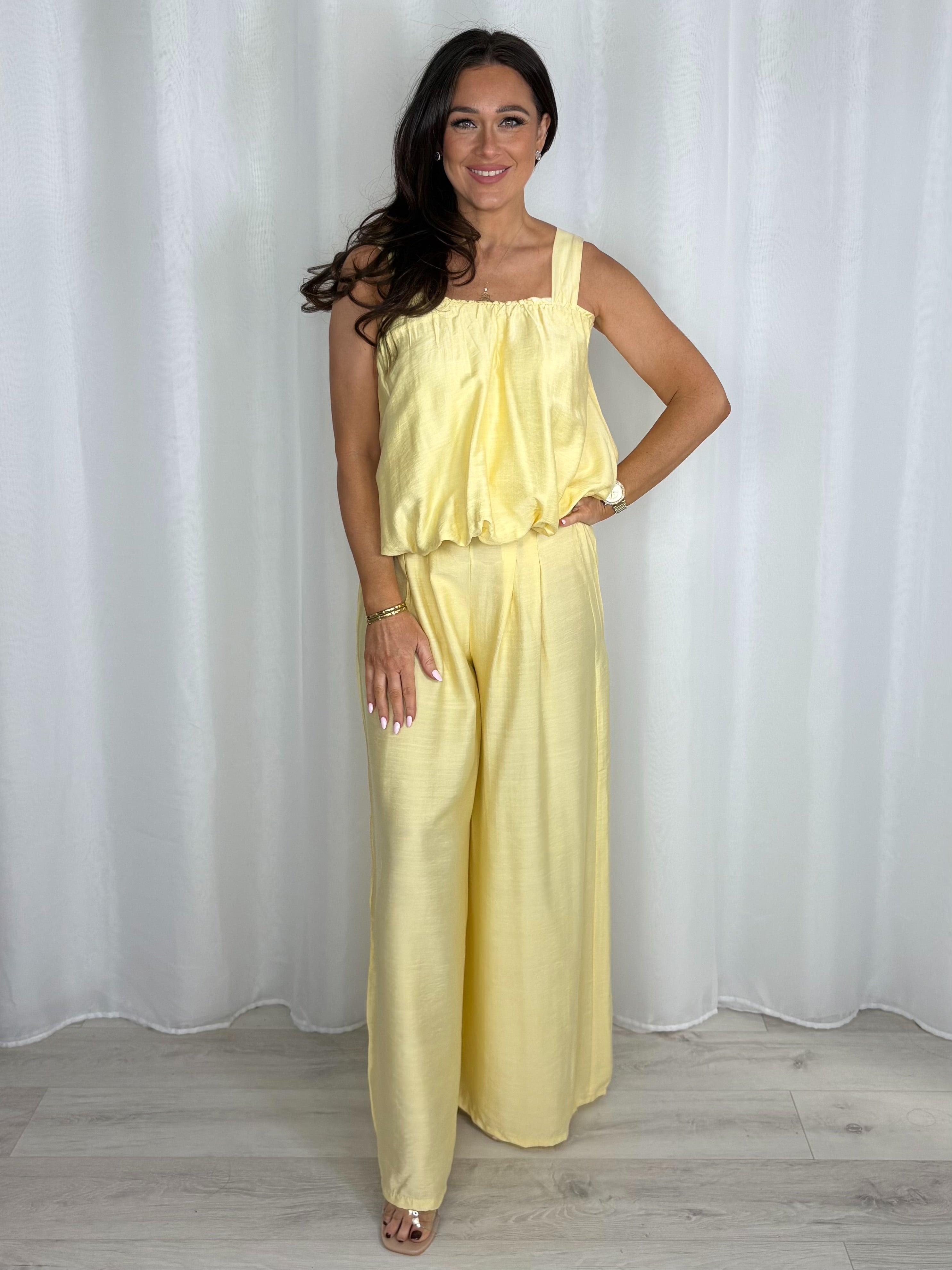 Balloon Style Thick Strap Top And Gathered Trouser Co-Ord (10 Colours)