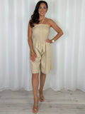 Crinkle Bust Halter Neck Style Playsuit (3 Colours)