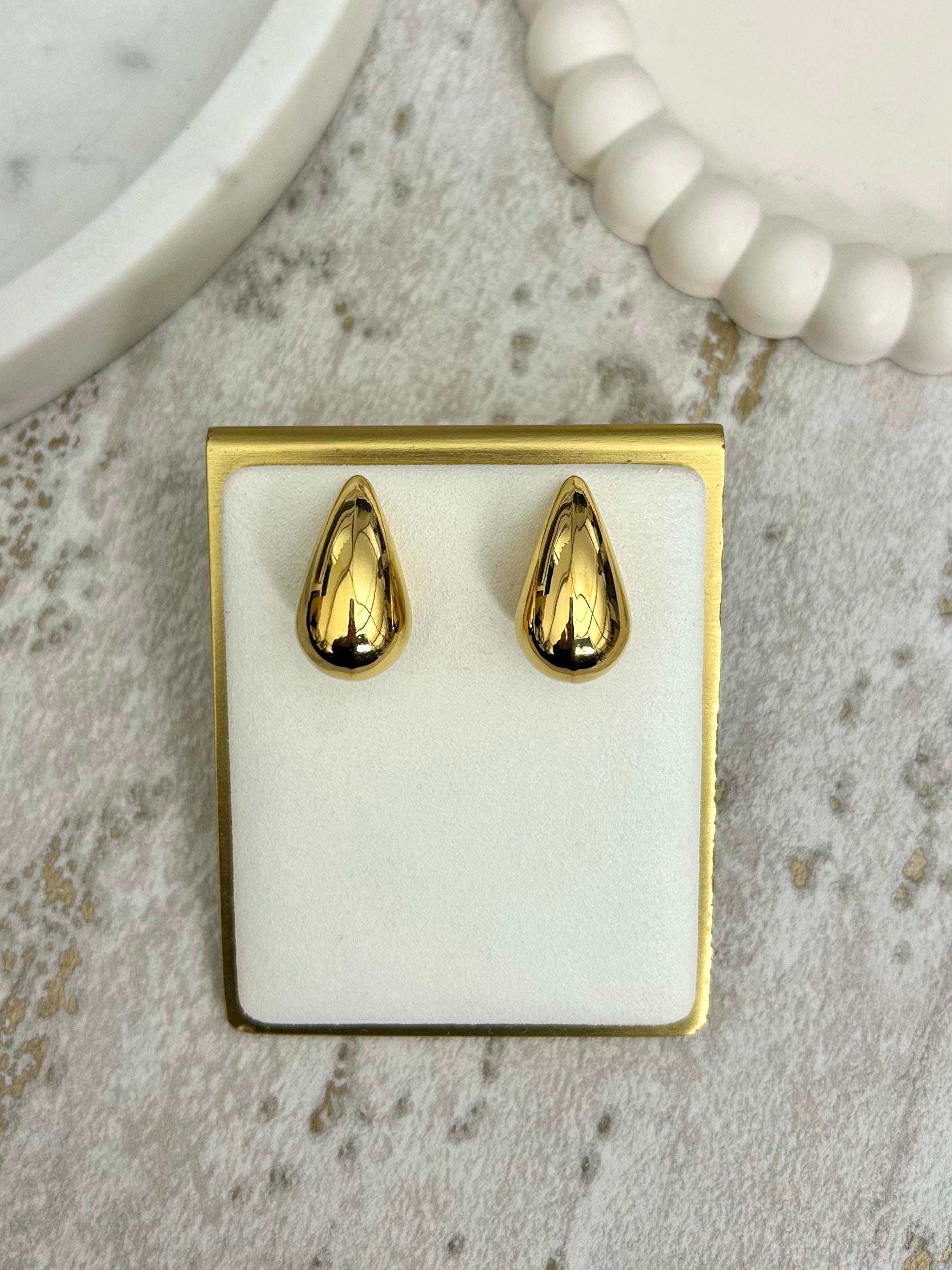 Small Gold Tear Drop Chunky Earrings