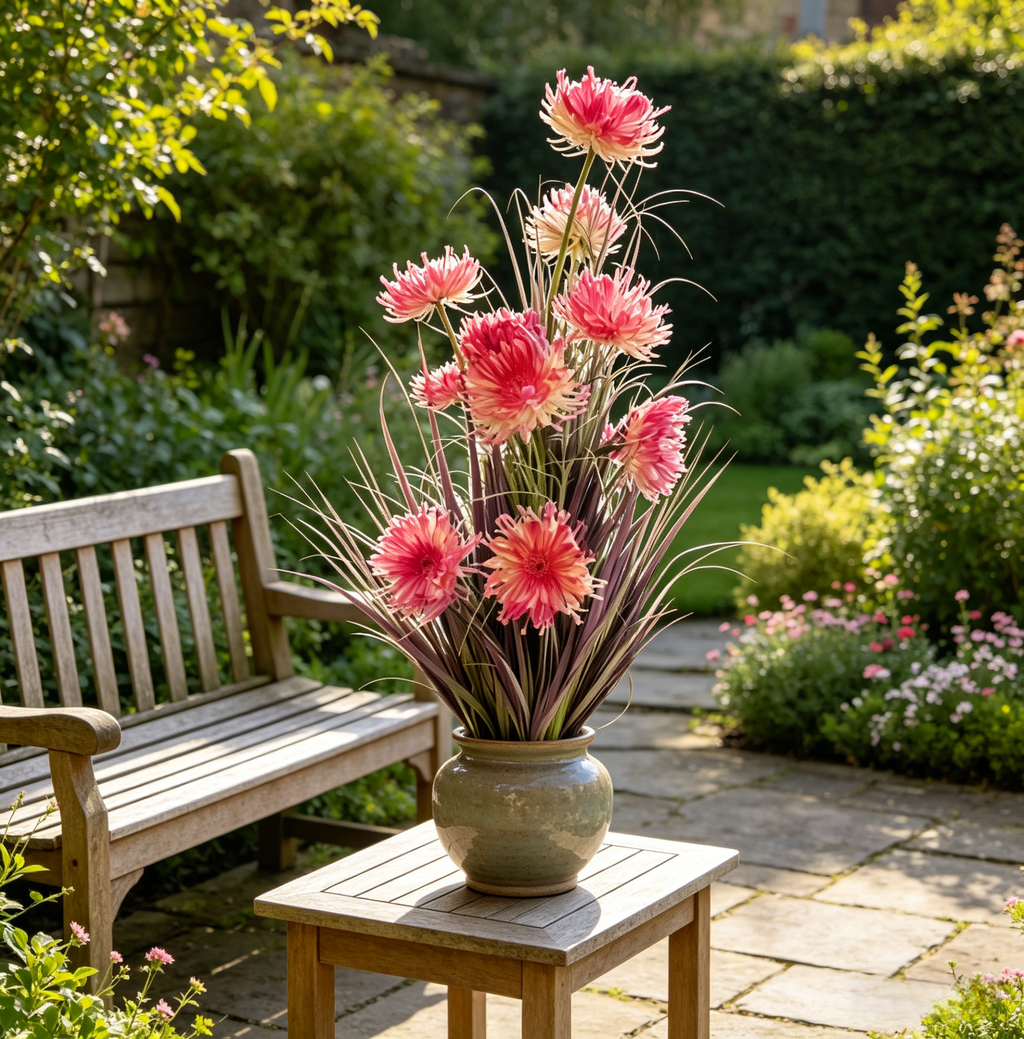 Pink Faux 3-Head Floral Stem, Decorative Artificial Flower Spray
