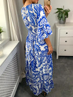 NEW🔥 V Neck Elastic Waist Printed Dress