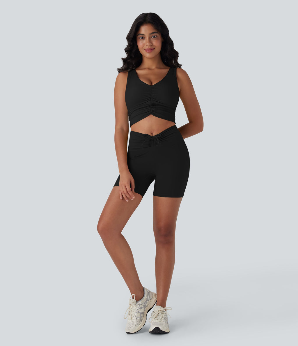 SoftlyZeroTM Airy Cut Out Ruched Cool Touch Yoga Tank Top