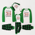 Green Raglan Top Green Plaid Christmas Pajamas Set With "Christmas WITH MY Gnomes" red and grey Cartoon Pattern Print