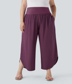 Plus Size BreezefulTM SoCinched High Waisted Tummy Control Hem Quick Dry Pants with Pockets