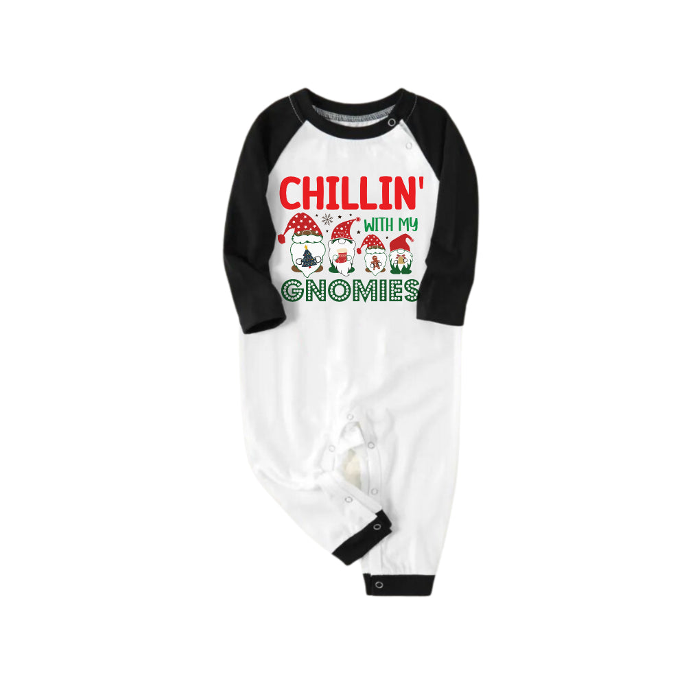 Black Raglan Top Green Plaid Christmas Pajamas Set With Gnomies and Holiday Lettering