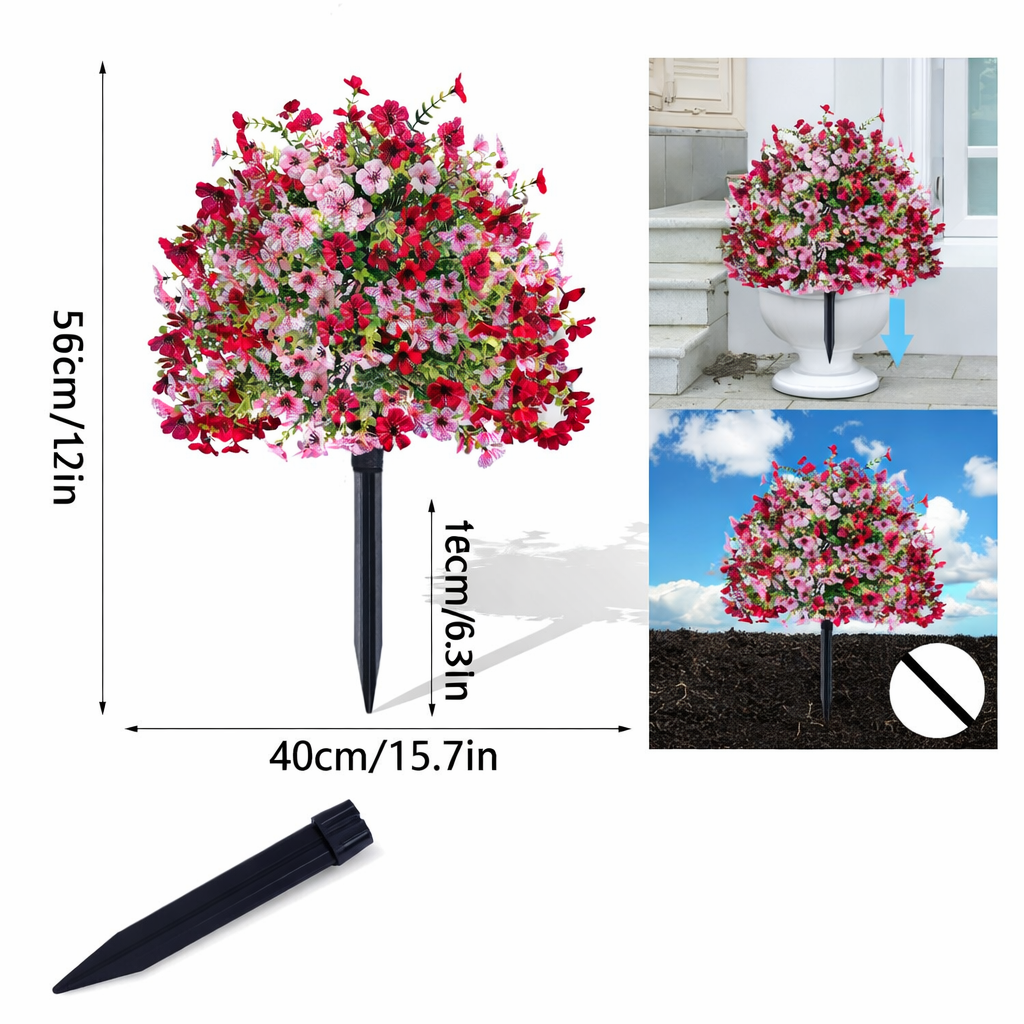 Outdoor Artificial flowers garden stakes – Waterproof,Windproof,UV Resistant Outdoor Faux Floral Decor