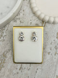 Square Diamante Drop Stud Earrings (2 Colours)