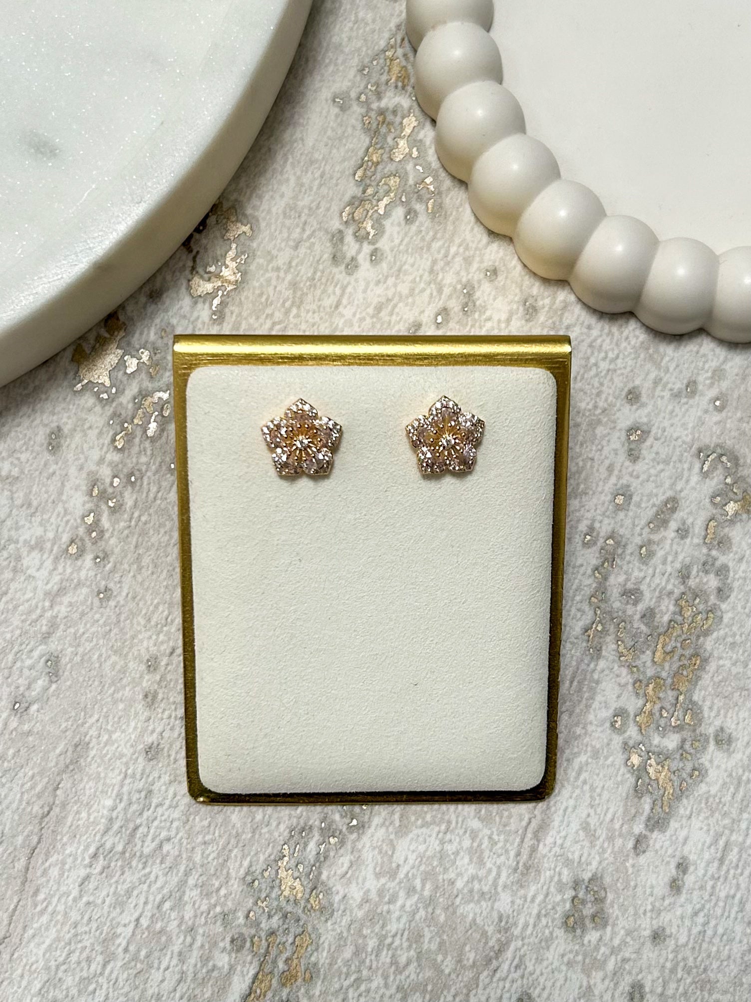Diamante Flower Stud Earrings (2 Colours)