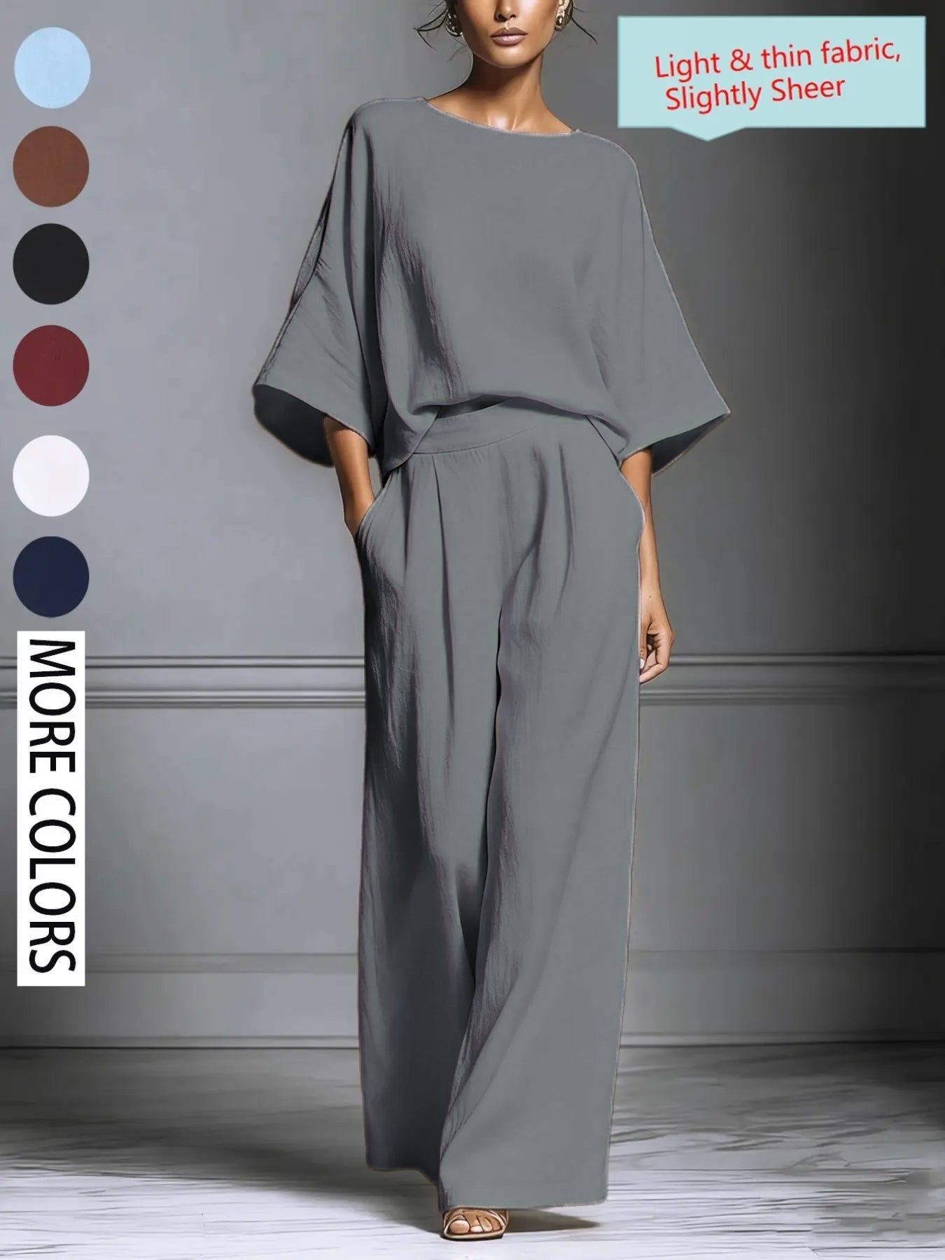 Women's Summer Fashion Elegant Basic Bell Sleeve Set, Casual European and American Style, Trendy Ladies' Clothing for 2026