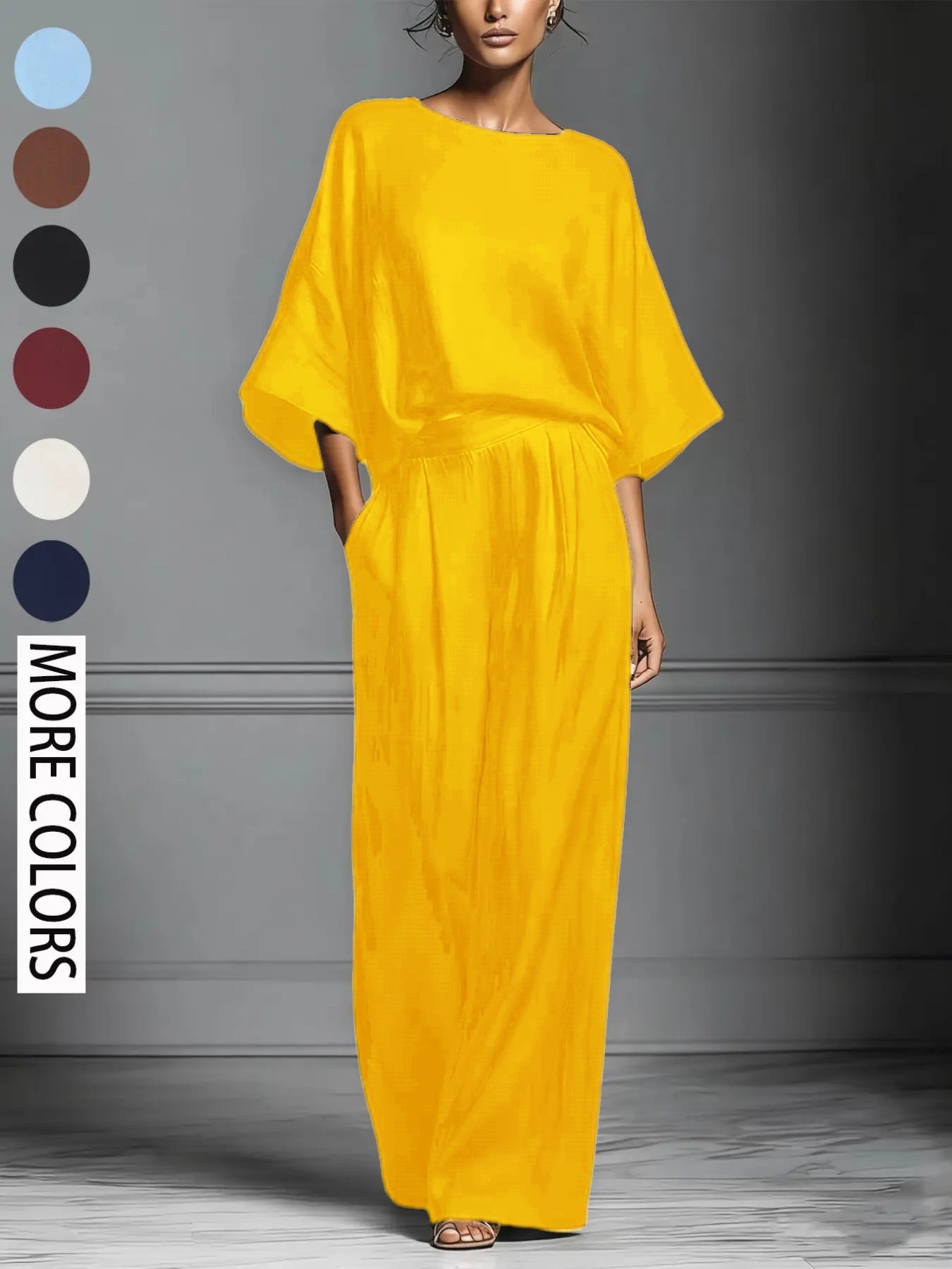 Women's Summer Fashion Elegant Basic Bell Sleeve Set, Casual European and American Style, Trendy Ladies' Clothing for 2026
