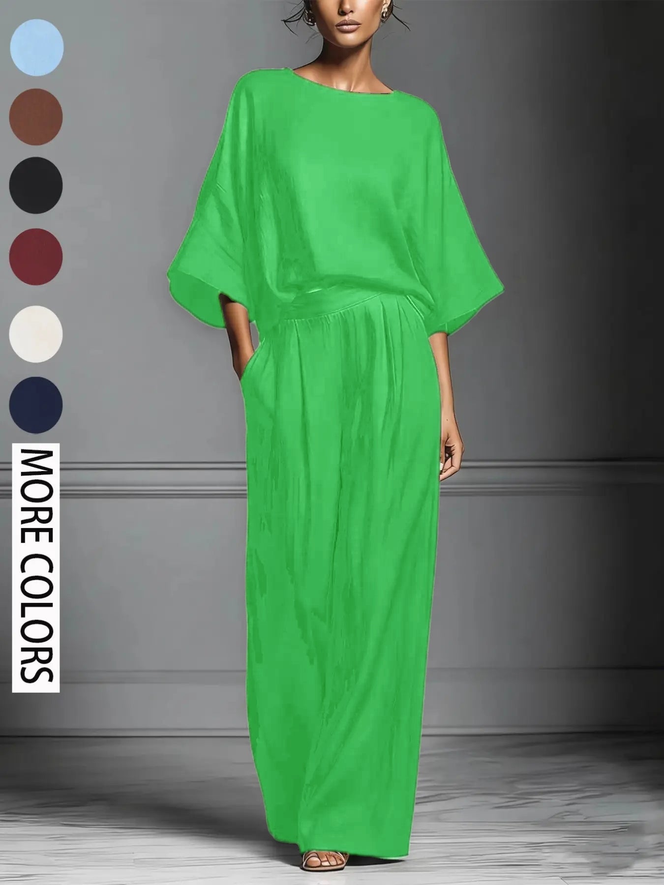 Women's Summer Fashion Elegant Basic Bell Sleeve Set, Casual European and American Style, Trendy Ladies' Clothing for 2026