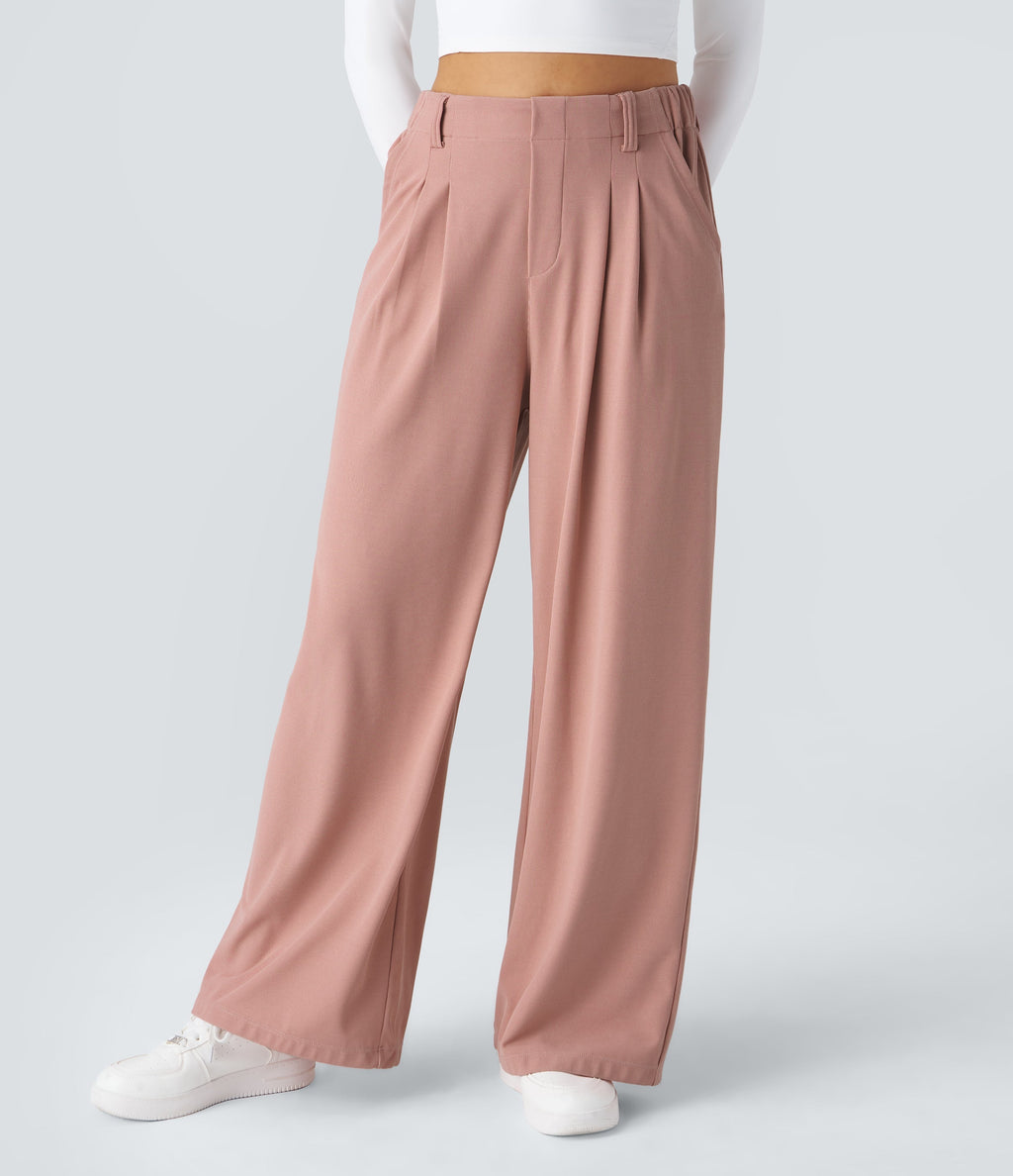 FlexTM High Waisted Side Pocket Wide Leg Waffle Work Pants