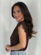 Capped Sleeve Crochet Detail Top (3 Colours)