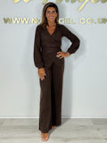 V-Neck Cross Front Gold Buckle Top & Wide Leg Trouser Co-Ord (2 Colours)