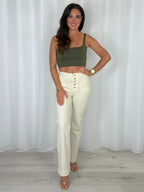Cream Straight Leg Jeans