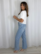 Light Denim Non-Stretch Raw Hem Jeans