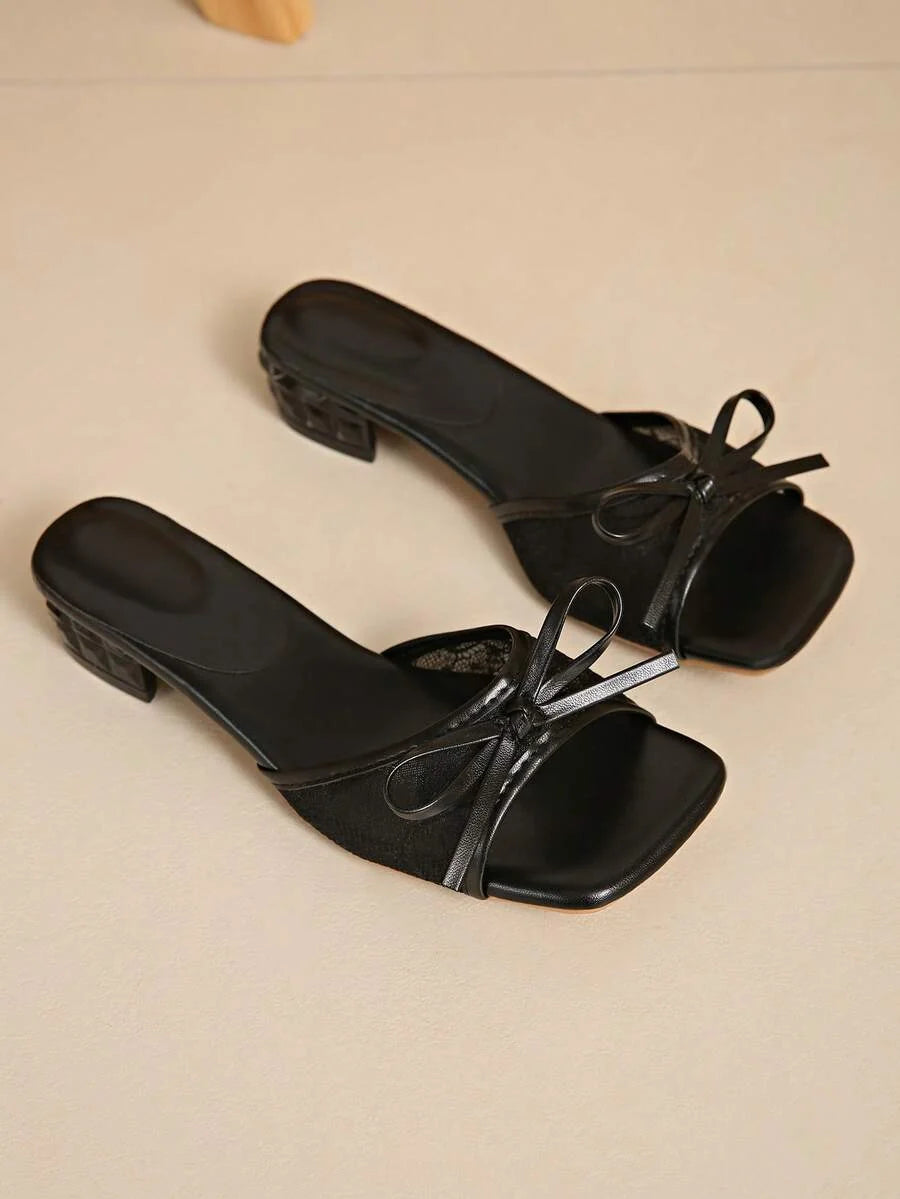Square Toe Wide Foot Thong Sandals With Thin Heel, Versatile Outdoor Wear Thin Heel Thong Flip Flops For Women, Chic & Elegant