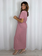 Pink Striped Knot T-Shirt Dress
