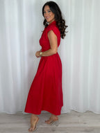 Shoulder Pad Cap Sleeve Midi Dress (7 Colours)