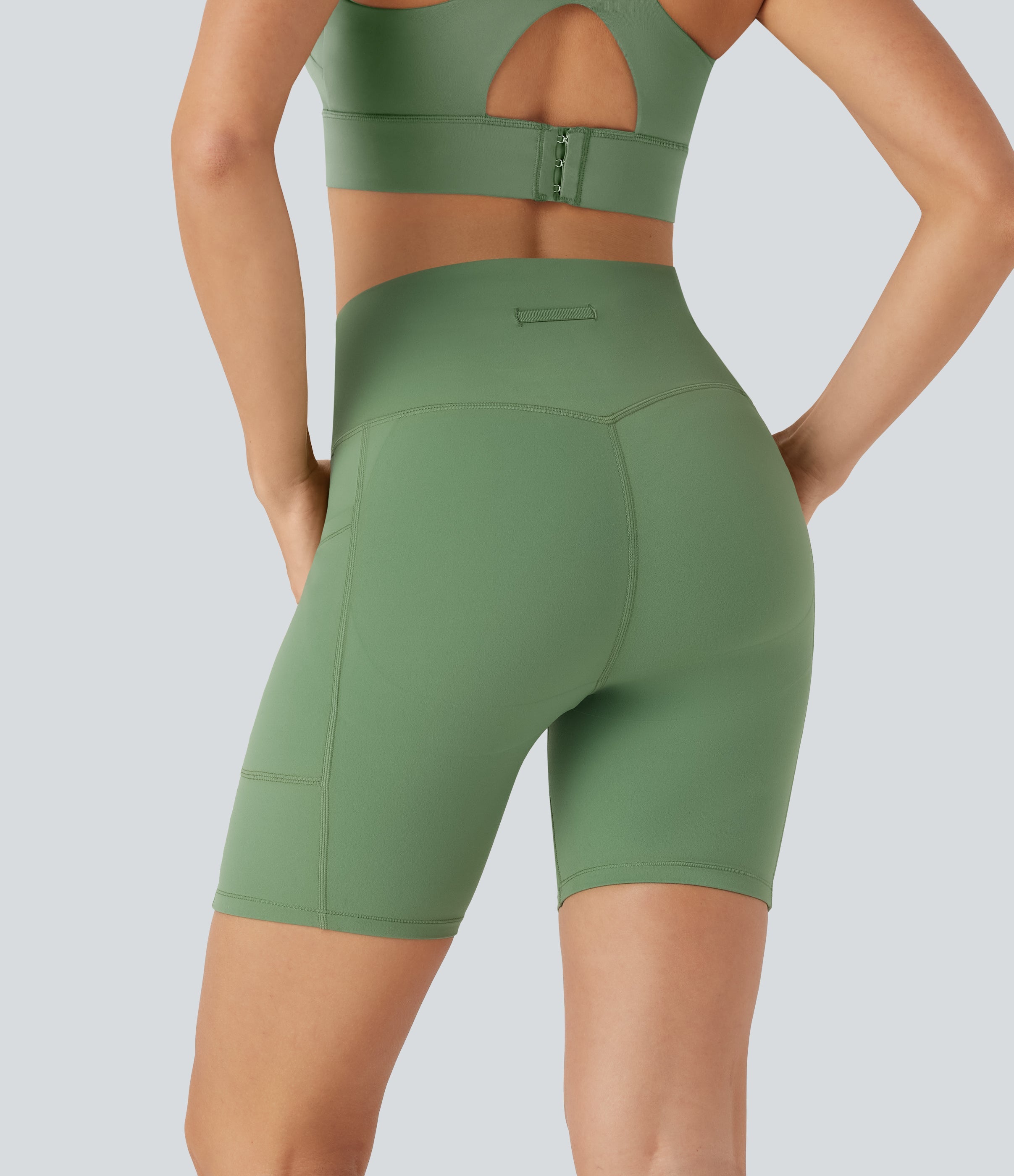 UltraSculptTM SoCinched High Waisted Butt Lifting Tummy Control Loop Running Biker Shorts 7'' with Pockets