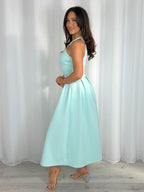 Sleeveless High Neck Pleated Dress (2 Colours)