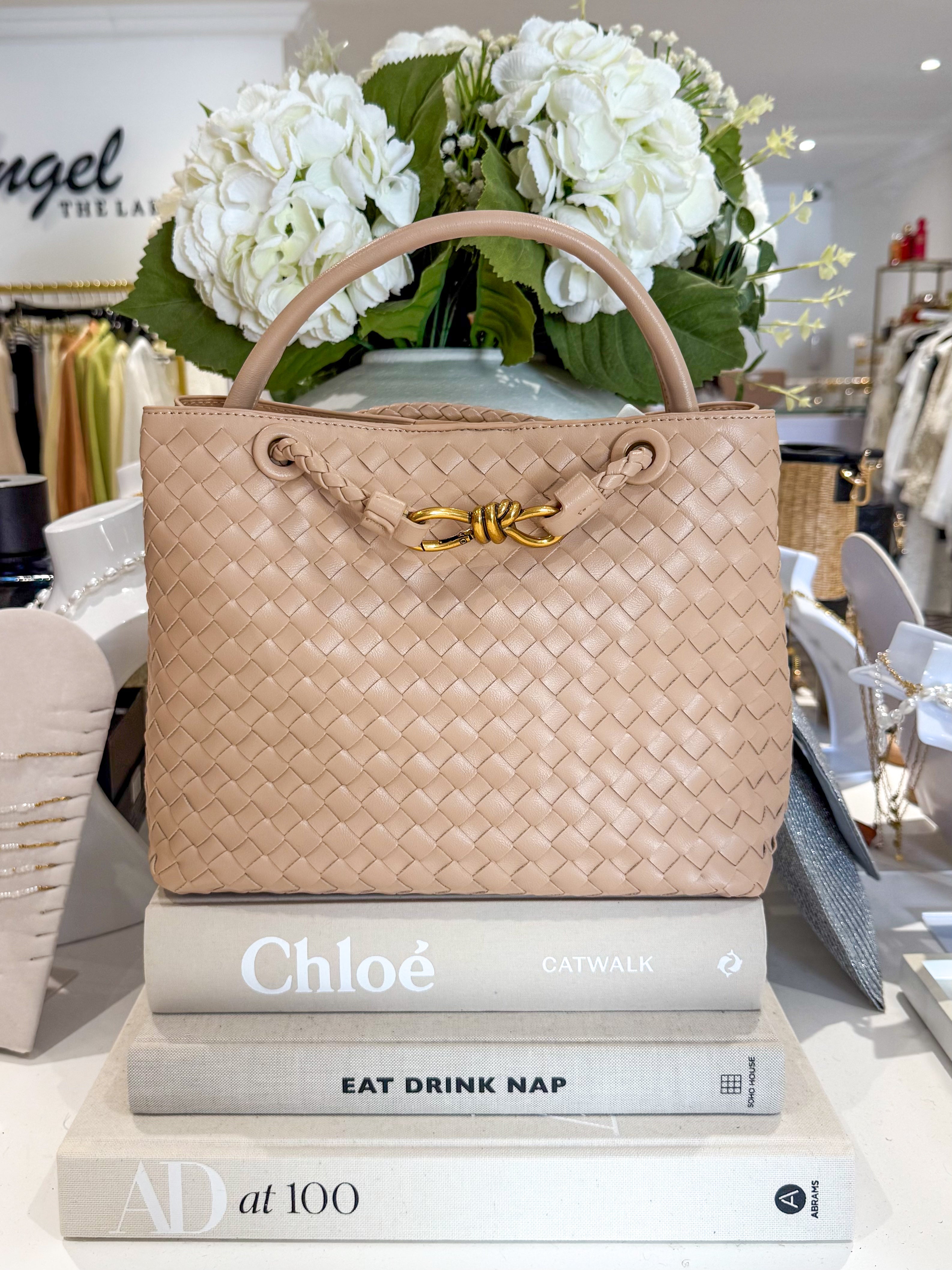 Woven Gold Infinity Detail Designer Style Handbag (11 Colours)