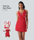 SoftlyZeroTM Plush Push-Up Molded Cups Zipper 2-in-1 Yoga Active Dress with Pockets-Easy Peezy-D/DD/DDD/F