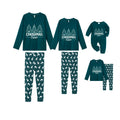 Christmas Family Matching Pajamas-Dark Green&Deer Patterned Pjs Set with “Christmas” Letter Print