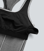 FlexTM Square Neck Racerback Cool Touch Washed Denim Tennis Bodysuit