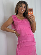 Silk Tiered Cowl Neck Dress (4 Colours)