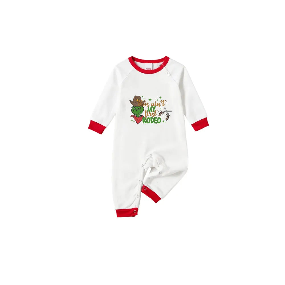 Family Christmas White Pajamas Set With Classic Funny Pattern Design