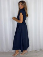 Shoulder Pad Cap Sleeve Midi Dress (7 Colours)
