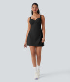 BreezefulTM Push-Up Molded Cups Backless Adjustable Buckle Tie Back Quick Dry Tennis Dress-Easy Peezy